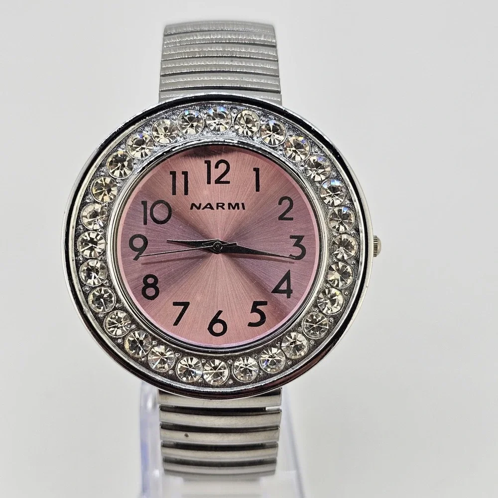 Narmi Women's Analog‎ Watch 48MM Pink Dial Gray Expandable Band 6